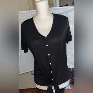SHEIN button down front tie shirt